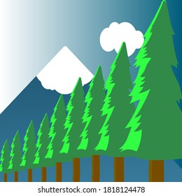 Landscape Background Illustration. Vector Background. Mountain and Sky Scene Illustration.