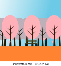 Landscape Background Illustration. Vector Background. Mountain and Sky Scene Illustration.