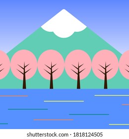 Landscape Background Illustration. Vector Background. Mountain and Sky Scene Illustration.