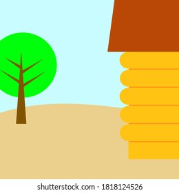 Landscape Background Illustration. Vector Background. Mountain and Sky Scene Illustration.