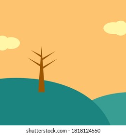 Landscape Background Illustration. Vector Background. Mountain and Sky Scene Illustration.