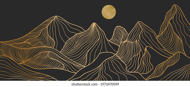 Landscape background with line art pattern vector. Abstract mountain template with geometric pattern. design for print, cover, invitation background, fabric. Vector illustration