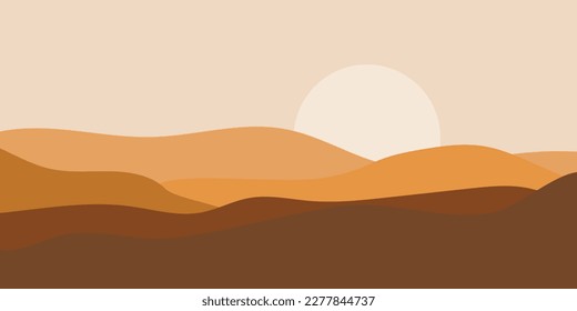 Landscape background in minimalist illustration. Sunset landscape vector illustration