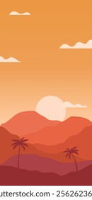 Landscape background mount and hill flat illustration