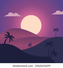 Landscape background mount and hill flat illustration