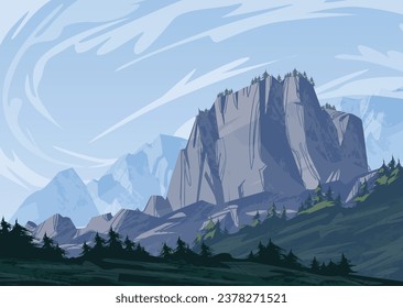 Landscape background mountains clouds nature animation game style vector file