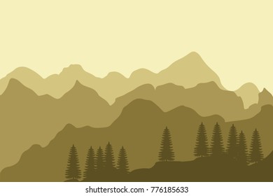 Landscape background of mountains with forest