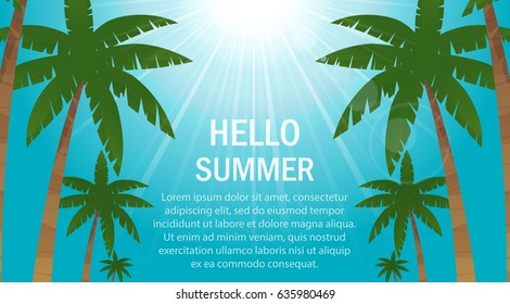 Landscape background with palm trees at tropical beach