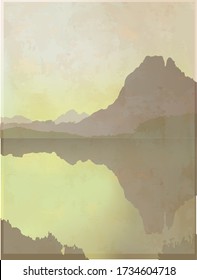 Landscape background pattern vector illustration. Geometric template with grunge texture. Mountain wallpaper.