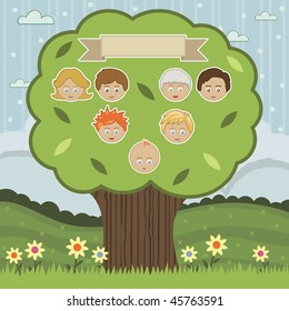 Landscape Background People On Family Tree Stock Vector (Royalty Free ...