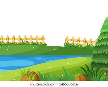 Landschaftshintergrund mit Fluss in Parkgrafik