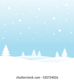 Landscape background with snowfall. Christmas card. Vector illustration