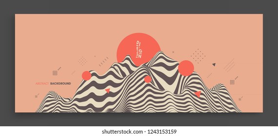 Landscape background. Terrain. Asian vector illustration.
