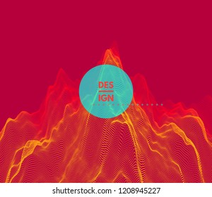 Landscape background. Terrain. Cyberspace grid. 3d technology vector illustration with particle.