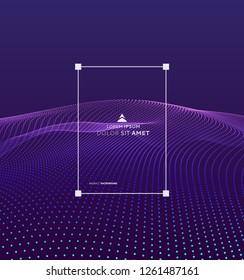 Landscape background. Terrain. Cyberspace grid. 3d technology vector illustration with particle.