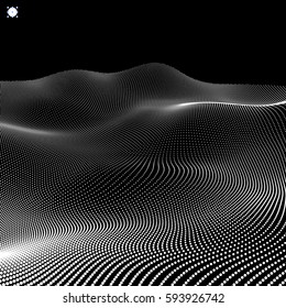Landscape Background. Terrain. Cyberspace Grid. 3D Technology Vector Illustration. 
