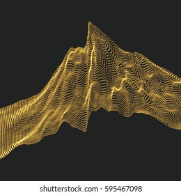 Fondo paisajístico. El terreno. Ciberespacio Grid. Ilustración de vectores de tecnología 3D. 