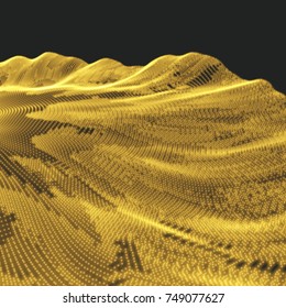 Fondo paisajístico. El terreno. Ciberespacio Grid. Ilustración de vectores de tecnología 3D.