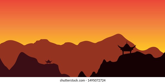 Landscape background of tibet mountains at sunset