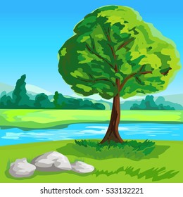 Landscape background with tree