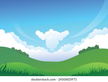 Landscape background, vector illustration conveying the essence of nature, with cool gradients, for background design and advertising.