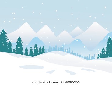 Landscape background, welcome to winter, beautiful with snow covering everywhere, mainly white, vector illustration for background design.