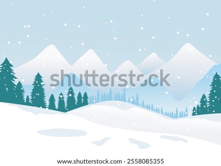 Landscape background, welcome to winter, beautiful with snow covering everywhere, mainly white, vector illustration for background design.