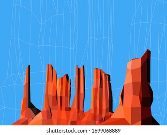 Landschaftshintergrund.Westliche Wüste. Polygonale Kunst.