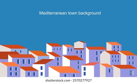 landscape background with white houses and blue sky. template design for web, print, poster