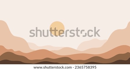 landscape background.wall art vector. Foliage line art drawing with abstract shape.Plant Art design for print, cover, wallpaper, Minimal and natural wall.