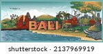 Landscape of Bali - Indonesia. Background Vector Eps 10