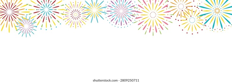 Landscape banner frame background featuring spectacular fireworks
