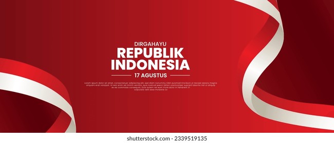 Landscape Banner Vorlage des glücklichen indonesischen Unabhängigkeitstages, Dirgahayu Republik Indonesien, 17. August 1945. bedeutet Long live Indonesia, Vektorgrafik.