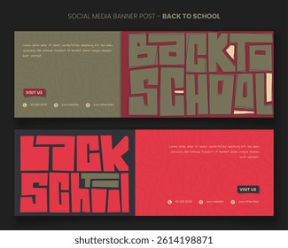 Landscape banner template with typography design on background for back to school campaign. banner post template for back to school