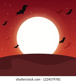 landscape bats night moon clouds