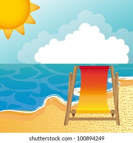 landscape beach with chair background. vector illustration