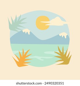 landscape of beach. good for kids fashion and tote bag design