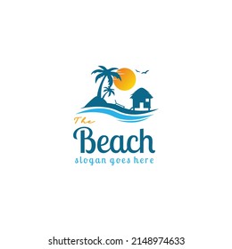 Landscape Beach Logo Design Illustration Ocean Stock Vector (Royalty ...