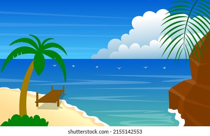 Landscape Beach On Island Day Summer Stock Vector (Royalty Free ...