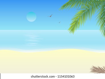 landscape of the beach with a palm tree