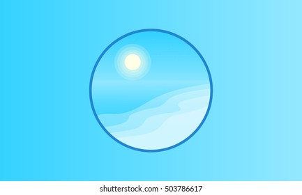 Landscape of beach silhouettes vector flat illustration