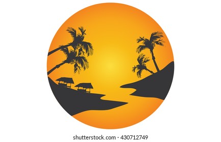 Landscape of beach at the sunrise summer holiday