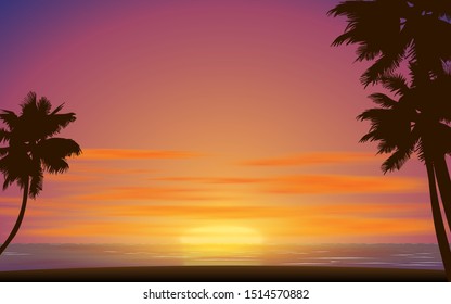 landscape of the beach in sunset