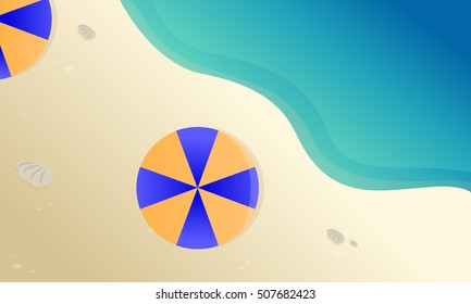 Landscape beach with umbrella vector