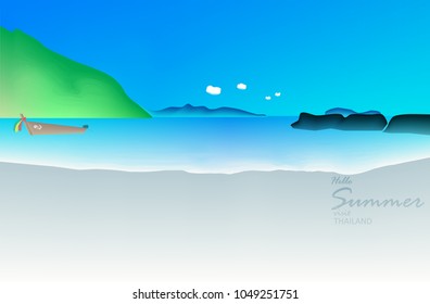 Landscape beach view (sea view) composition in Thailand beach in hello summer concept, Eps 10 vector