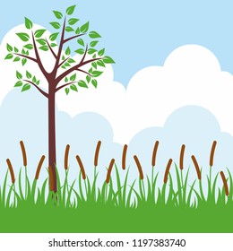 Landscape beautiful nature vector illustration concept