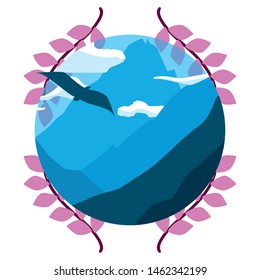 landscape bird flying mountains nature foliage emblem