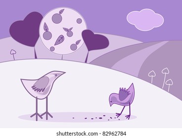 landscape with birds