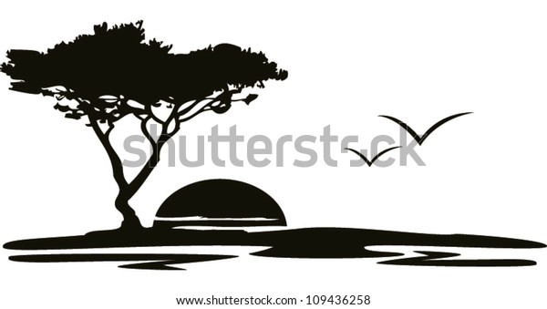 Landscape Birds Stock Vector (Royalty Free) 109436258