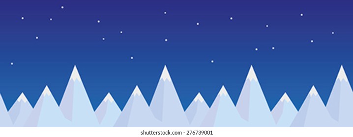 landscape with blue mountains and stars, EPS10